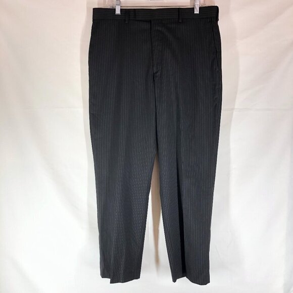 Perry Ellis Portfolio Black Pin Striped Dress Slacks Size 34 X 30 - Picture 1 of 7